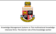 Knowledge Management Systems in Thai Multinational knowledge-intensive firms: The learner role of knowledge worker